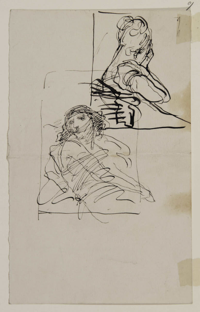 Studi di due figure femminili, Studi di due figure femminili (disegno) di Bison, Giuseppe Bernardino (secc. XVIII/ XIX)