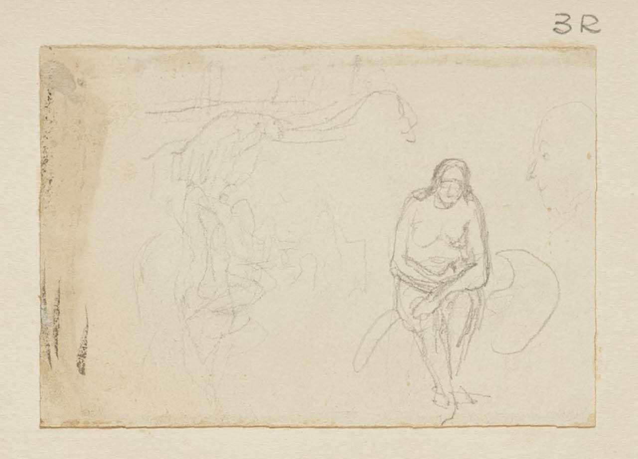 Schizzo di nudo femminile e figure varie, Schizzo di nudo femminile e figure varie (disegno) di Durini, Alessandro (sec. XIX)