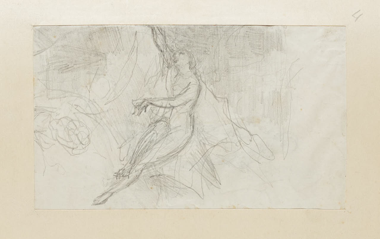 Studio per donna dormiente, Studio per donna dormiente (disegno) di Durini, Alessandro (sec. XIX)