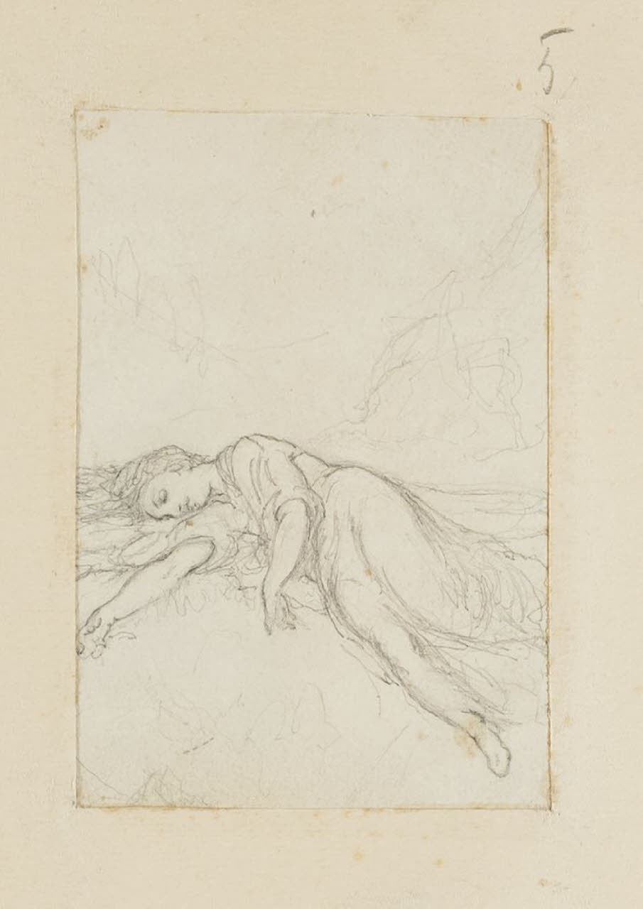 Studio per donna dormiente, Studio per donna dormiente (disegno) di Durini, Alessandro (sec. XIX)