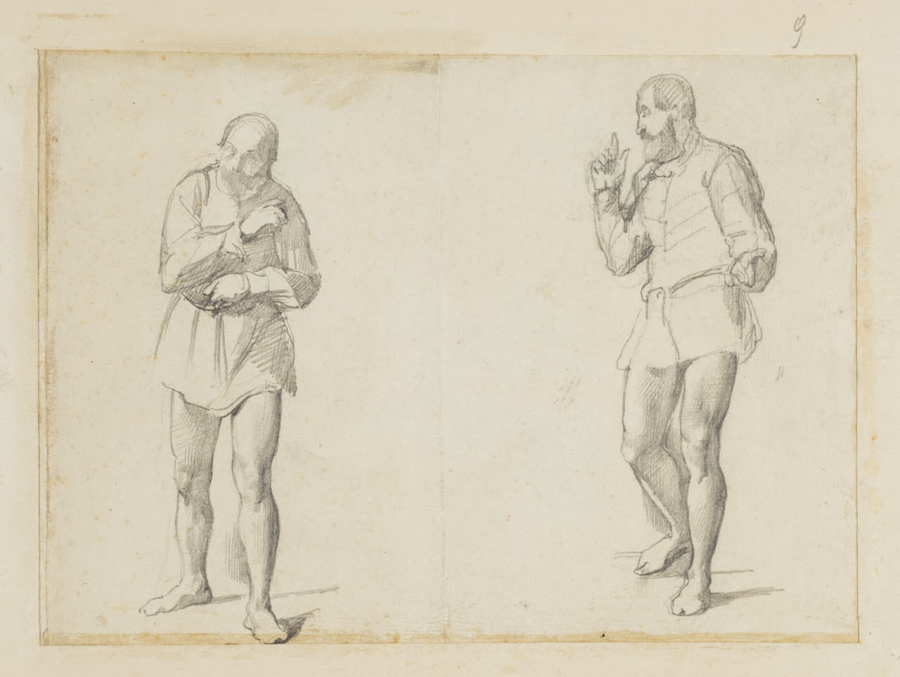 Due studi di figura maschile, Due studi di figura maschile (disegno) di Durini, Alessandro (sec. XIX)