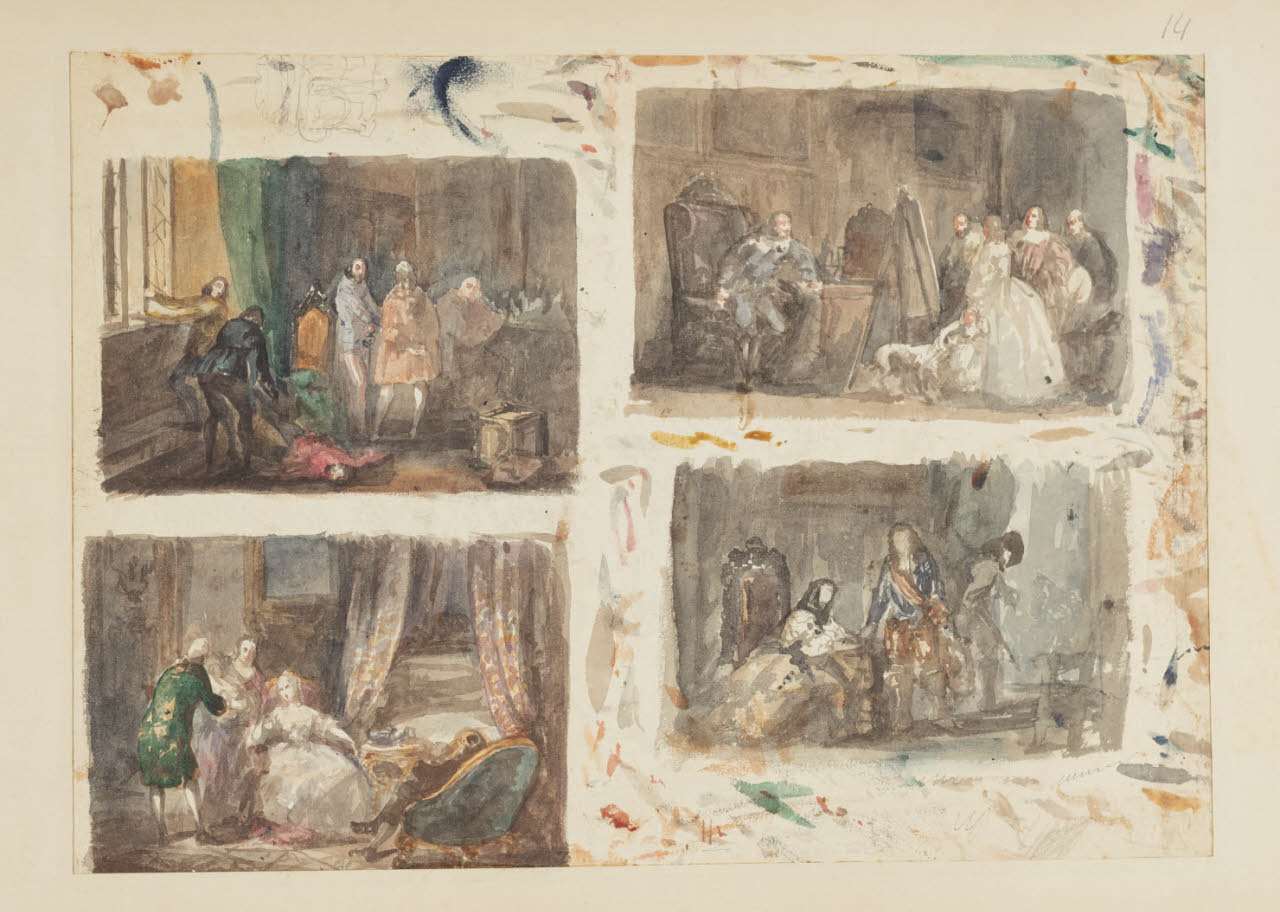 Studio per quattro scene di interno, Studio per quattro scene di interno (disegno) di Durini, Alessandro (sec. XIX)