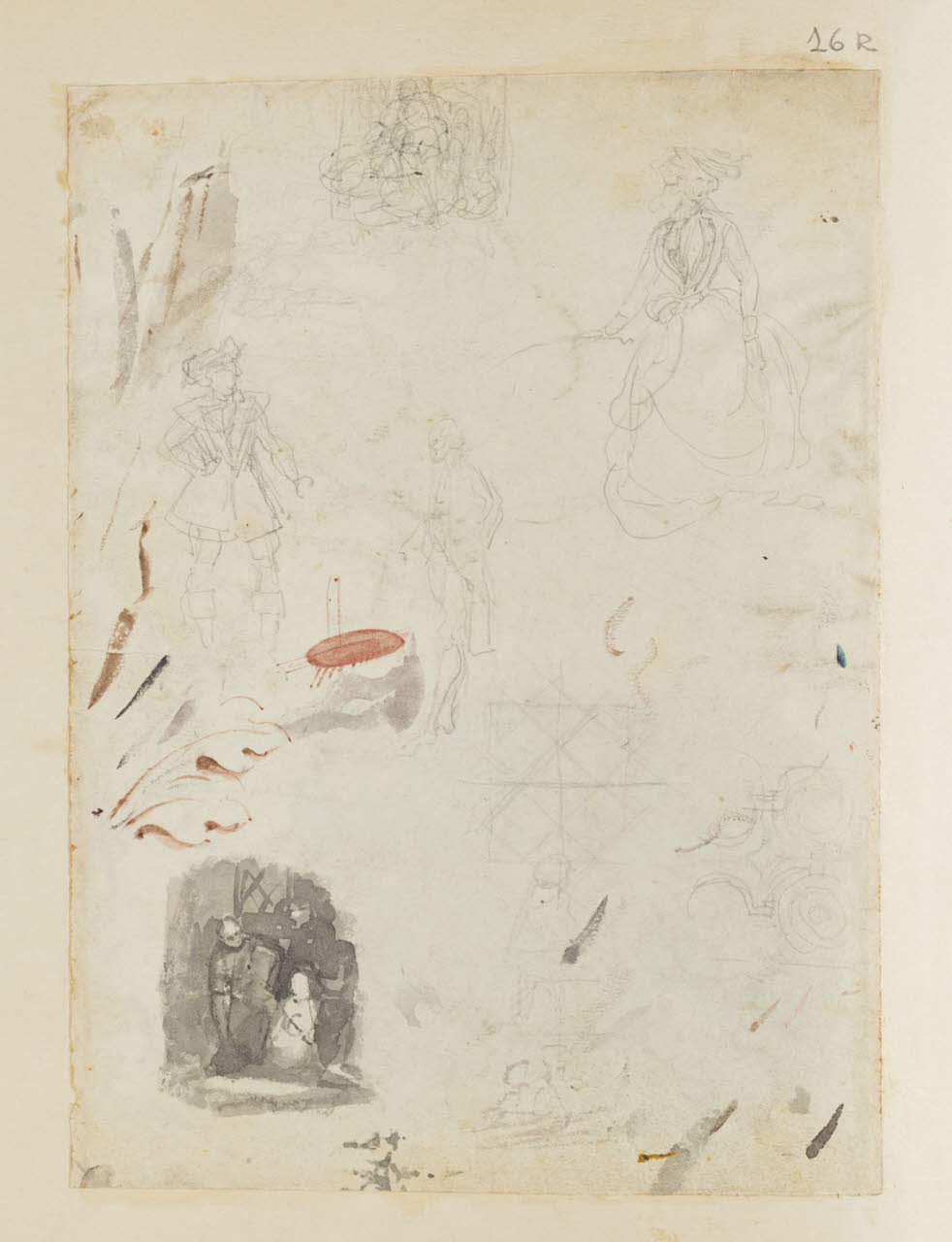 Studio di composizione e schizzi di figure, Studio di composizione e schizzi di figure (disegno) di Durini, Alessandro (sec. XIX)