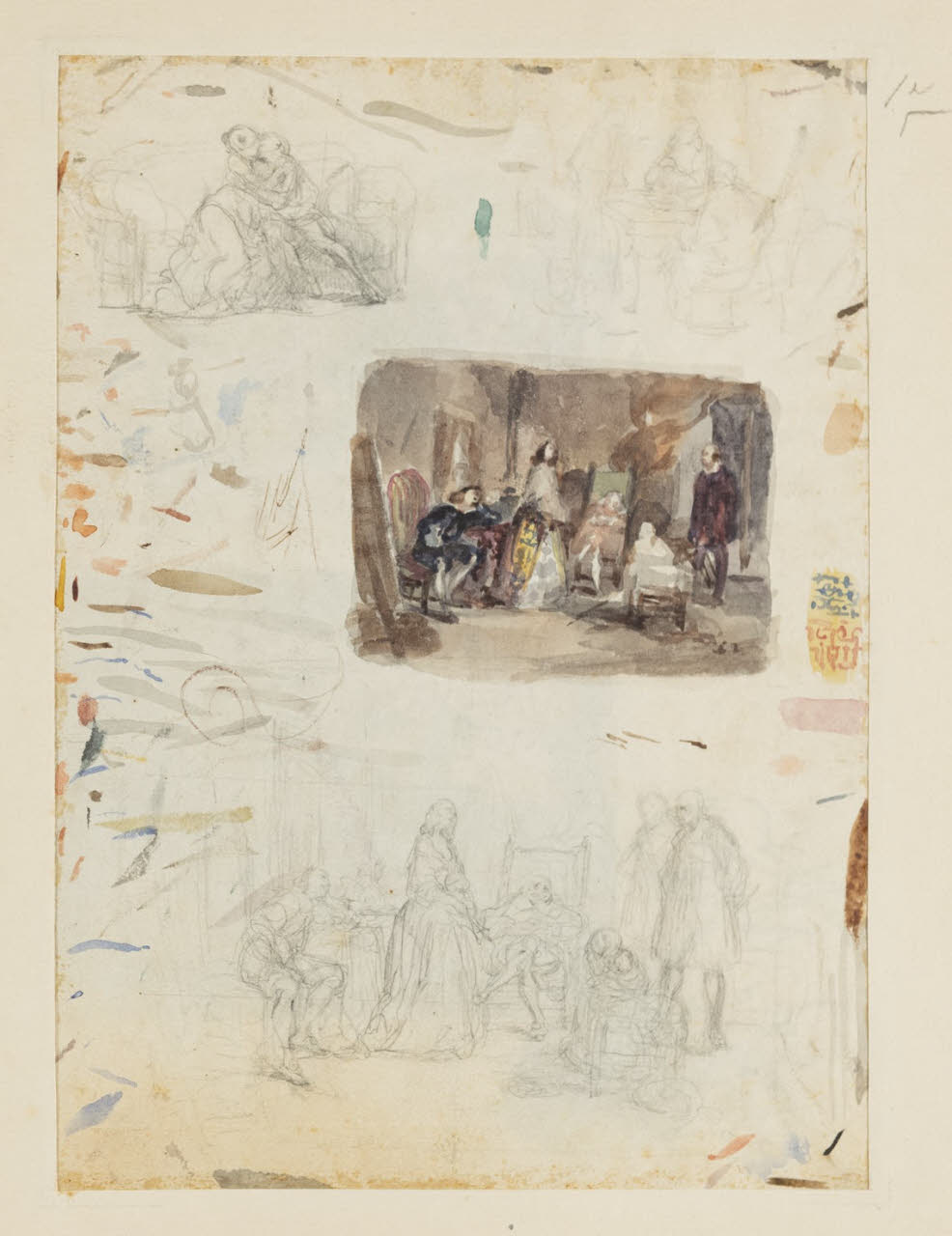 Studio per composizione, decori e scenette, Studio per composizione, decori e scenette (disegno) di Durini, Alessandro (sec. XIX)