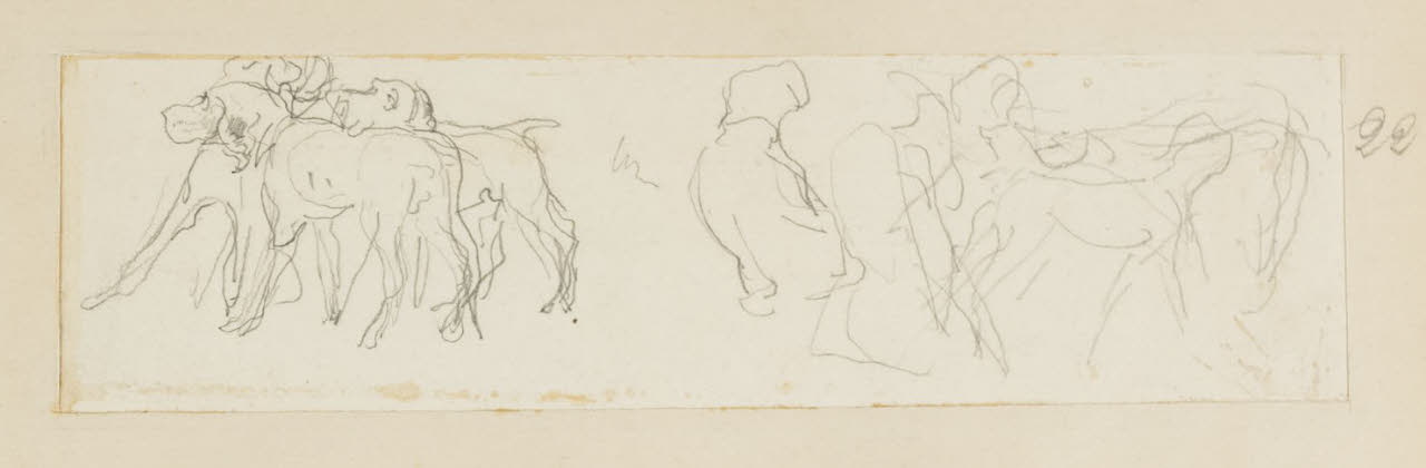 Schizzi di figure e cani, Schizzi di figure e cani (disegno) di Durini, Alessandro (sec. XIX)