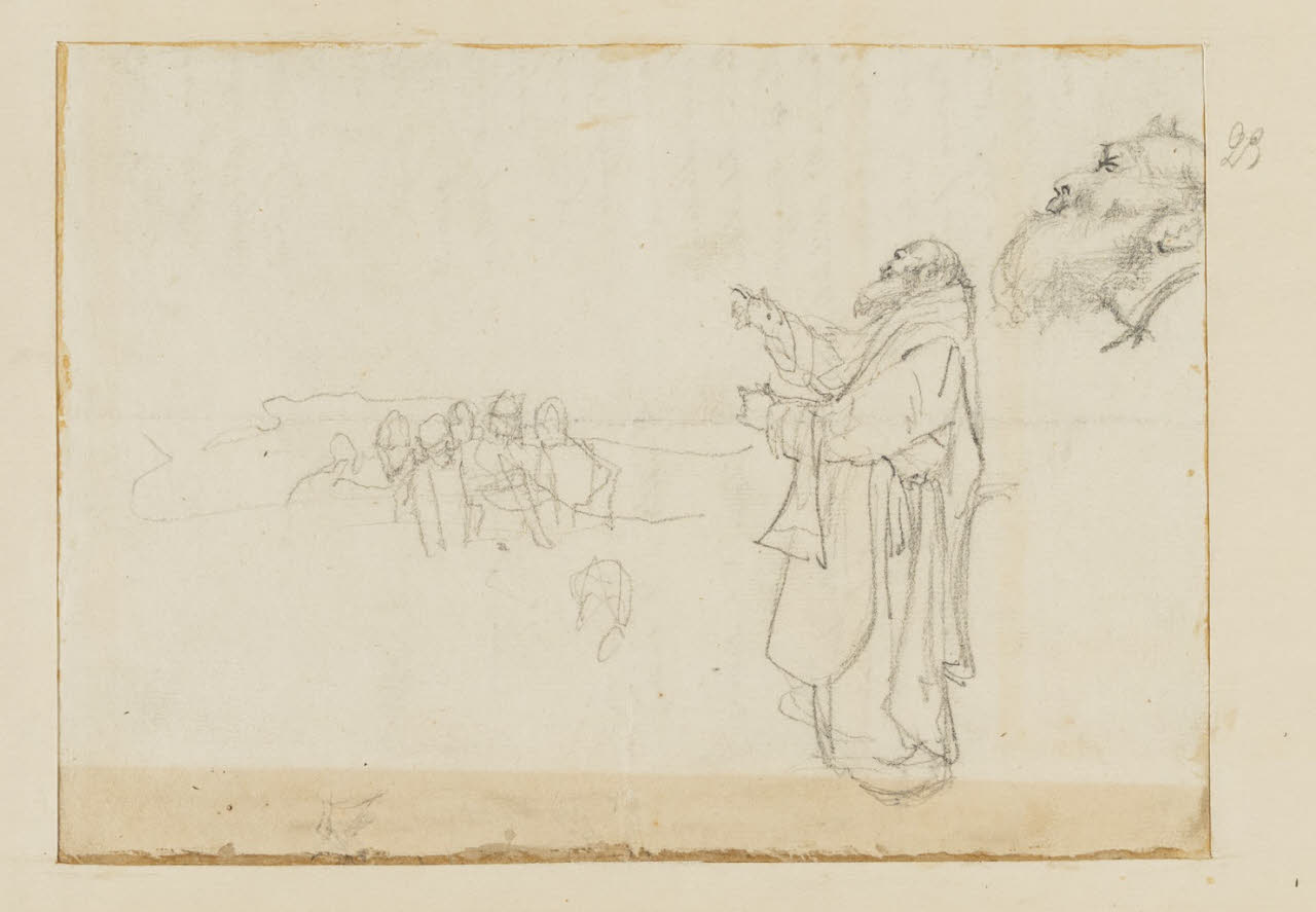 Studio di un predicatore e schizzi di figure, Studio di un predicatore e schizzi di figure (disegno) di Durini, Alessandro (sec. XIX)