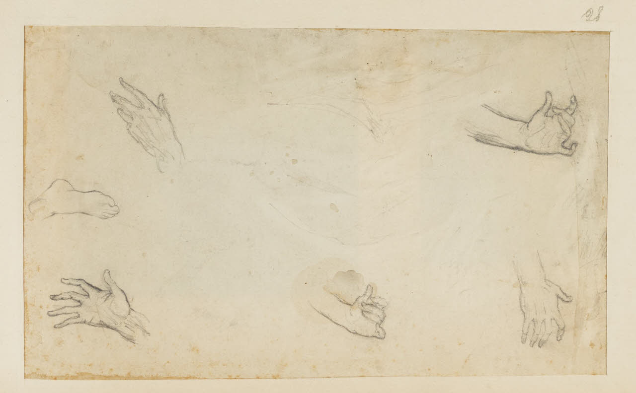 Studio di mani e piede, Studio di mani e piede (disegno) di Durini, Alessandro (sec. XIX)