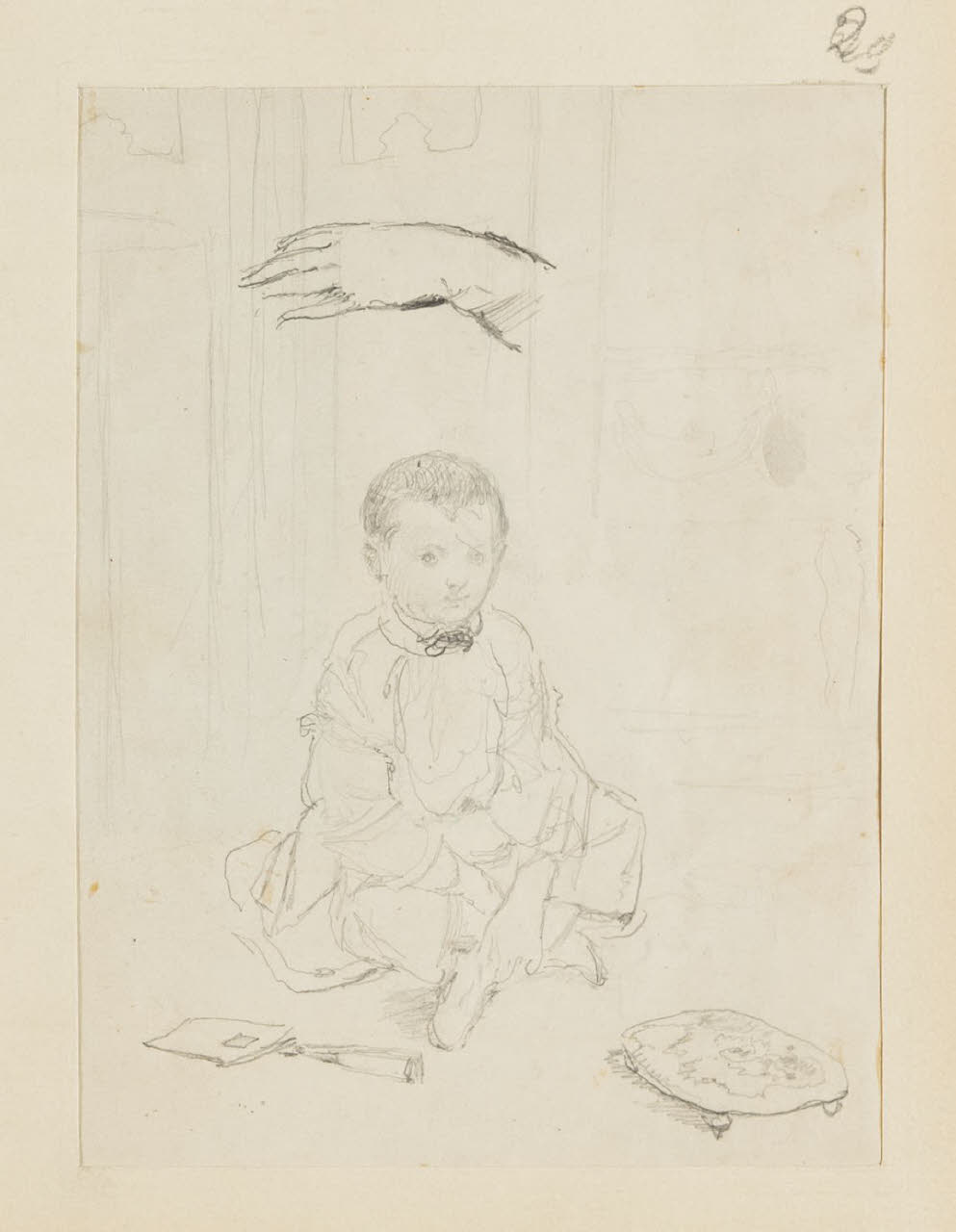 Studio di bambino e mano, Studio di bambino e mano (disegno) di Durini, Alessandro (sec. XIX)