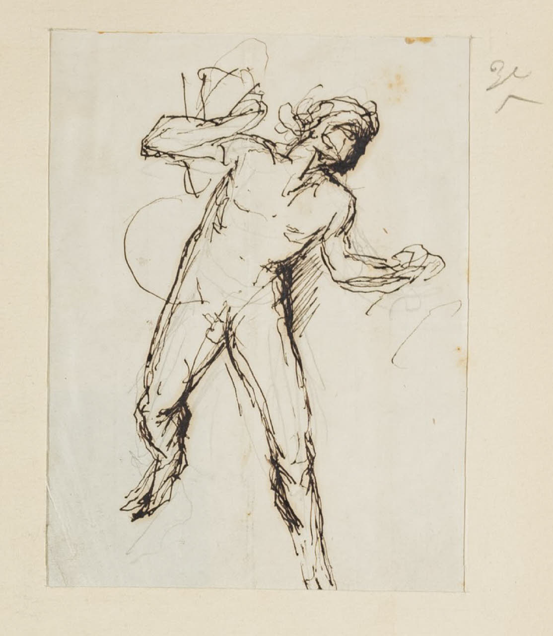 Nudo maschile, Nudo maschile (disegno) di Durini, Alessandro (sec. XIX)