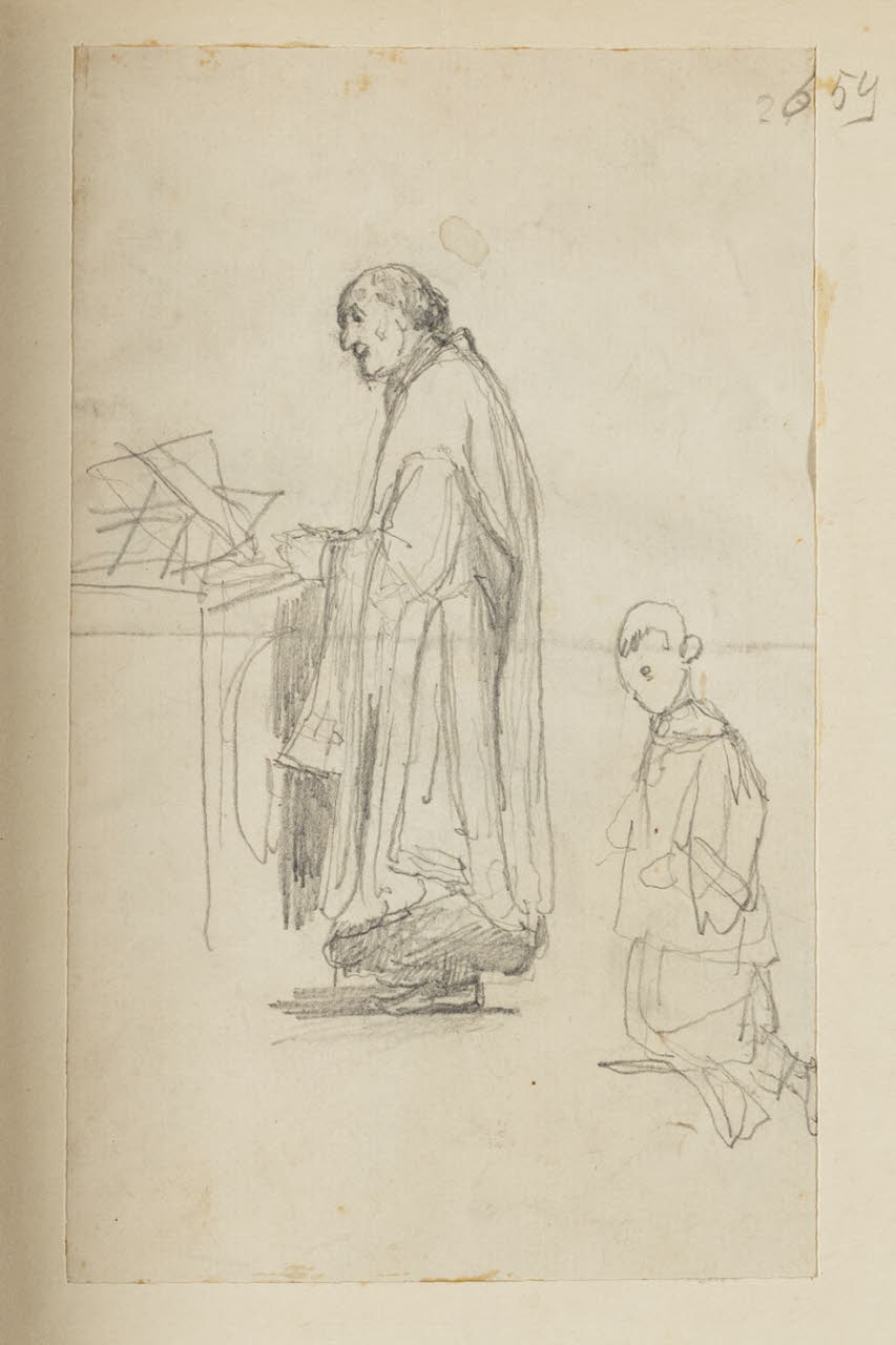 Prete e chierichetto, Prete e chierichetto (disegno) di Durini, Alessandro (sec. XIX)