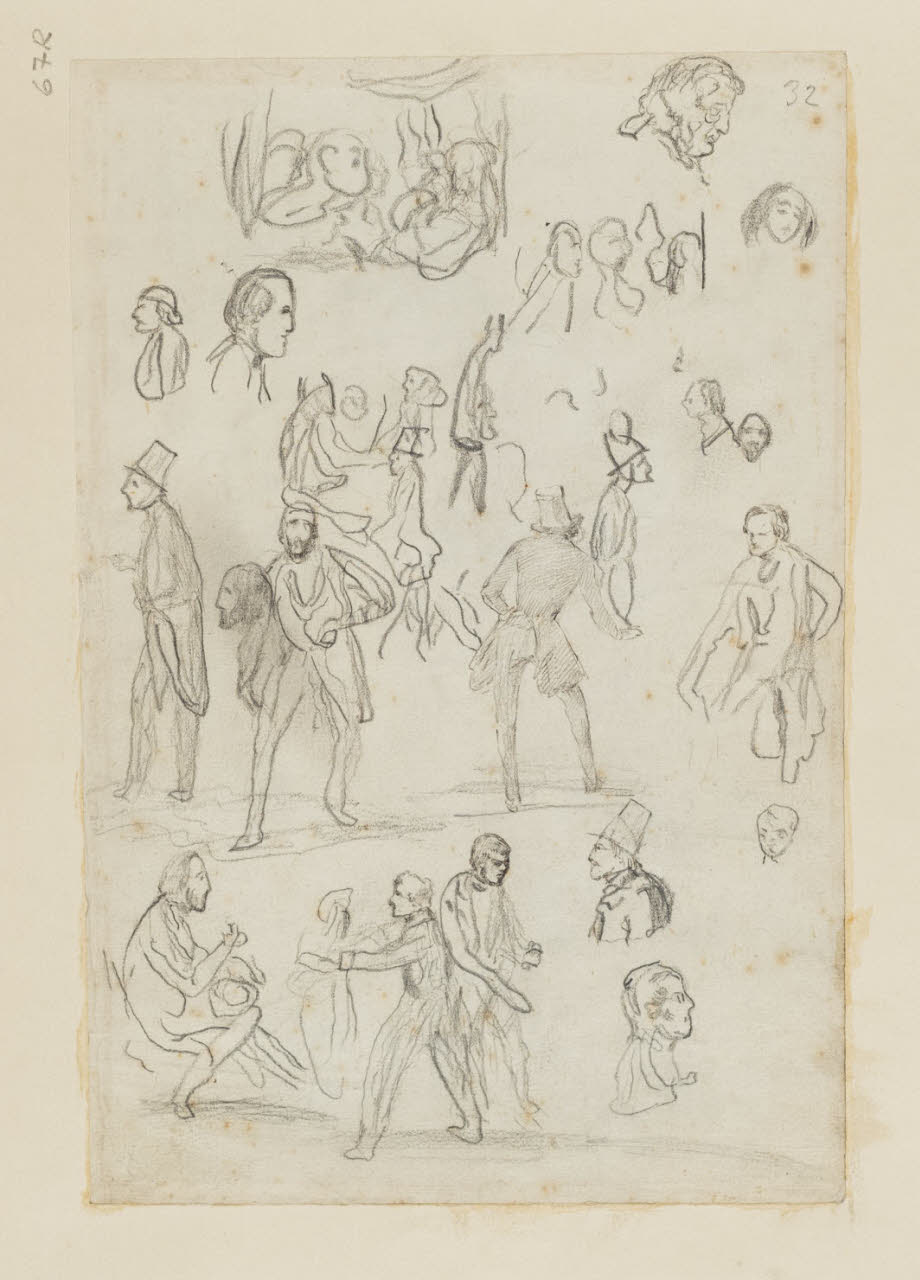 Schizzi di teste e figure varie, Schizzi di teste e figure varie (disegno) di Durini, Alessandro (sec. XIX)