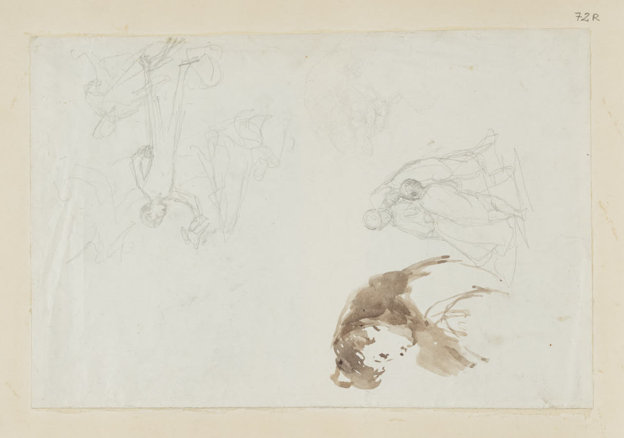 Studio per composizioni e studio di testa femminile, Studio per composizioni e studio di testa femminile (disegno) di Durini, Alessandro (sec. XIX)