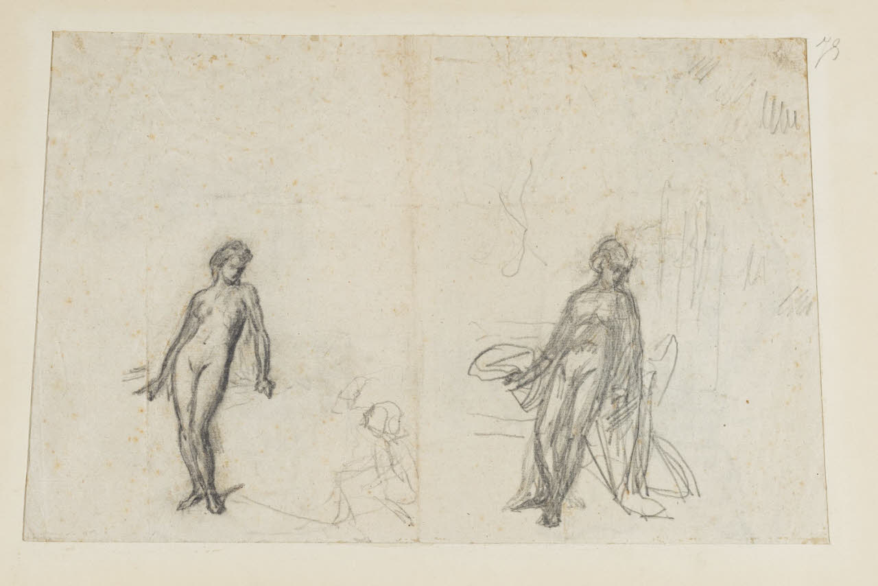Studio per nudi femminili, Studio per nudi femminili (disegno) di Durini, Alessandro (sec. XIX)