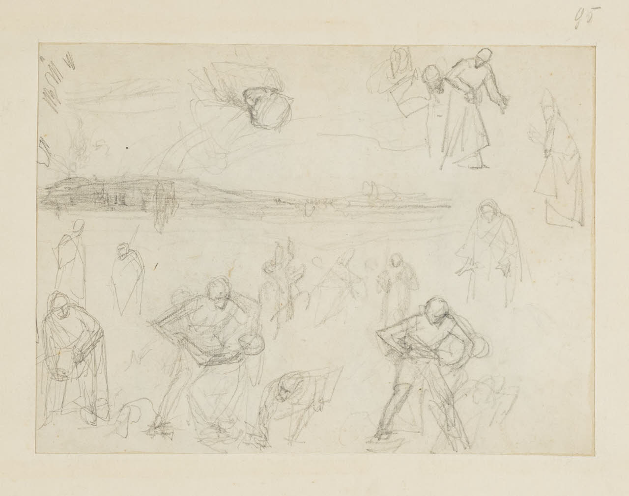 Schizzi di figure in atteggiamenti vari, Schizzi di figure in atteggiamenti vari (disegno) di Durini, Alessandro (sec. XIX)