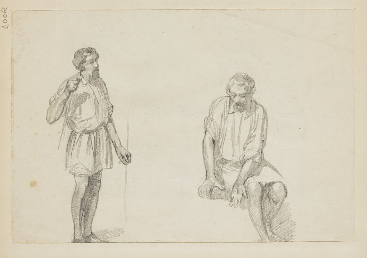 Studi di figura maschile, Studi di figura maschile (disegno) di Durini, Alessandro (sec. XIX)