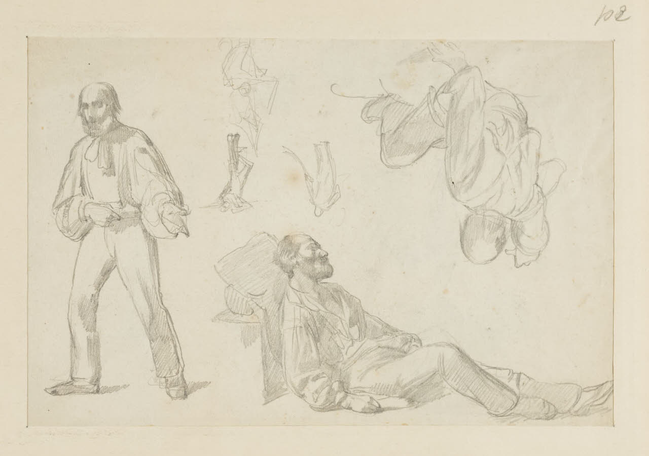 Studi di uomo barbuto, Studi di uomo barbuto (disegno) di Durini, Alessandro (sec. XIX)