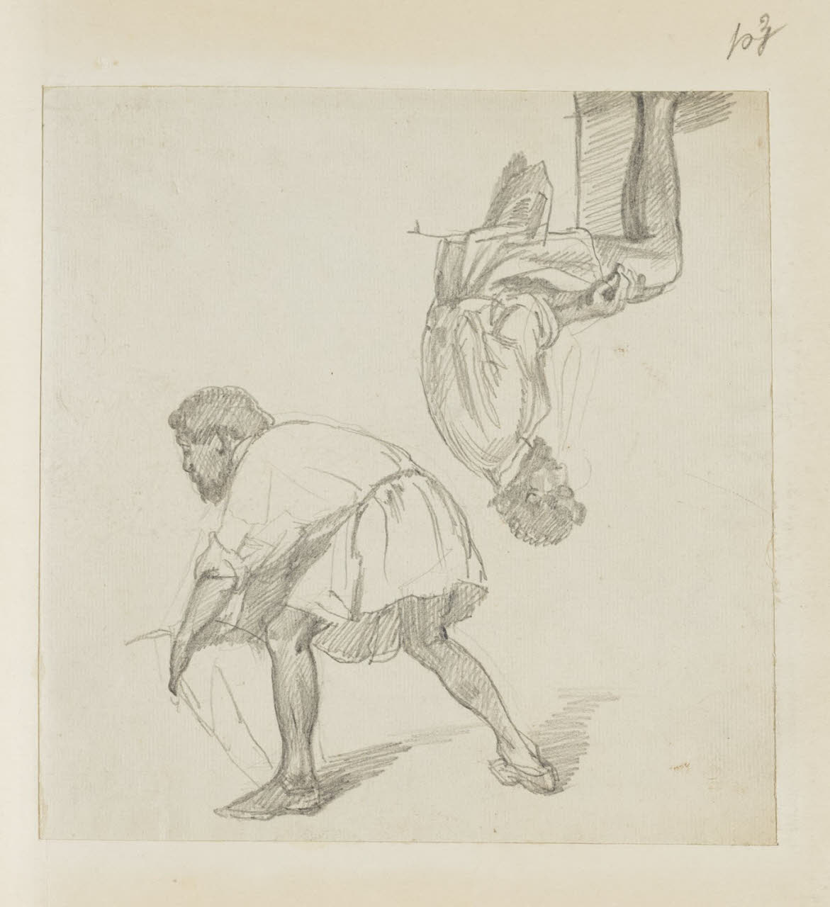 Studi di figura maschile, Studi di figura maschile (disegno) di Durini, Alessandro (sec. XIX)
