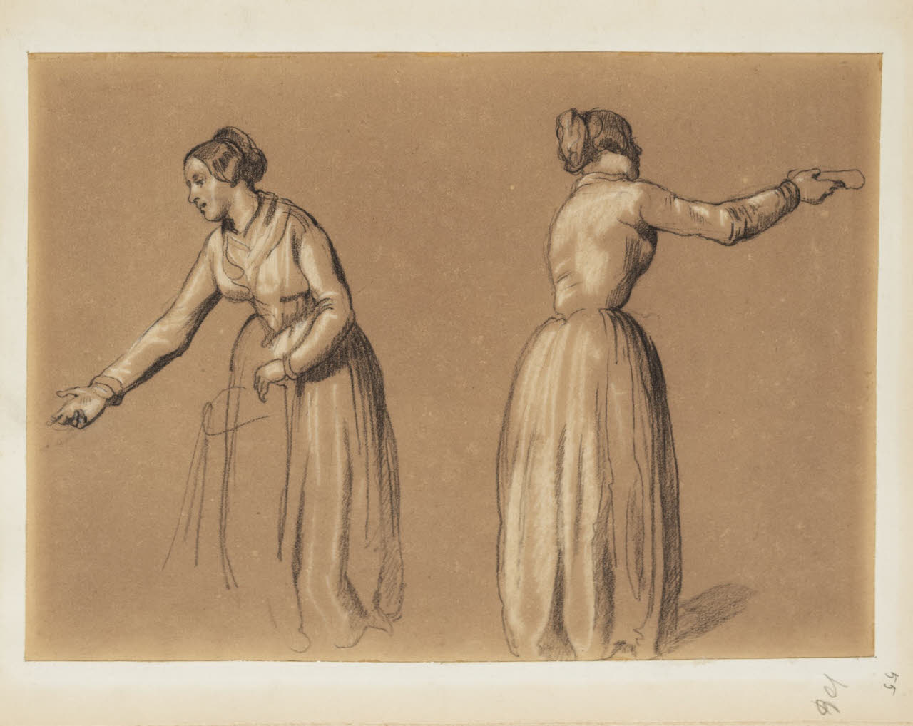 Due studi di figura femminile, Due studi di figura femminile (disegno) di Durini, Alessandro (sec. XIX)