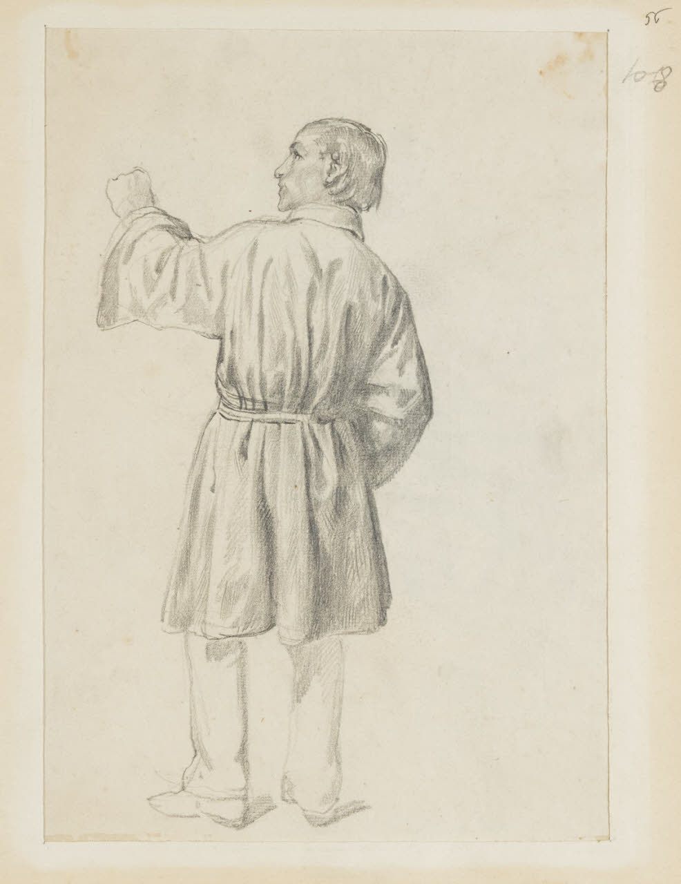 Figura maschile di spalle, Figura maschile di spalle (disegno) di Durini, Alessandro (sec. XIX)