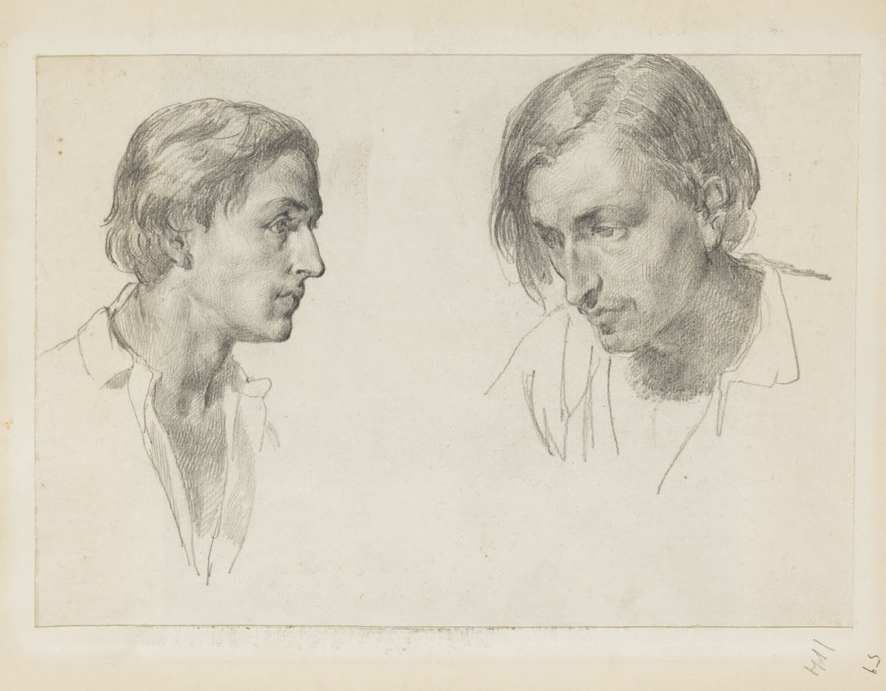 Studi di figura maschile a mezzo busto, Studi di figura maschile a mezzo busto (disegno) di Durini, Alessandro (sec. XIX)