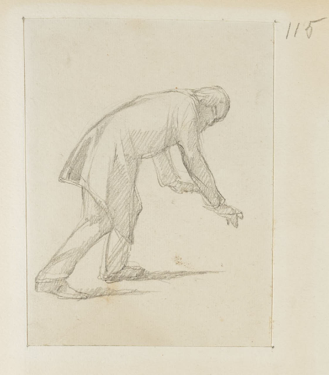 Figura maschile piegata, Figura maschile piegata (disegno) di Durini, Alessandro (sec. XIX)