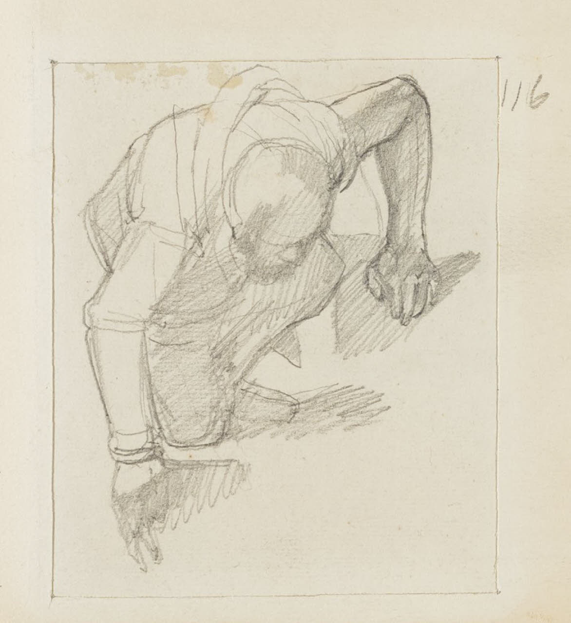 Uomo inginocchiato, Uomo inginocchiato (disegno) di Durini, Alessandro (sec. XIX)