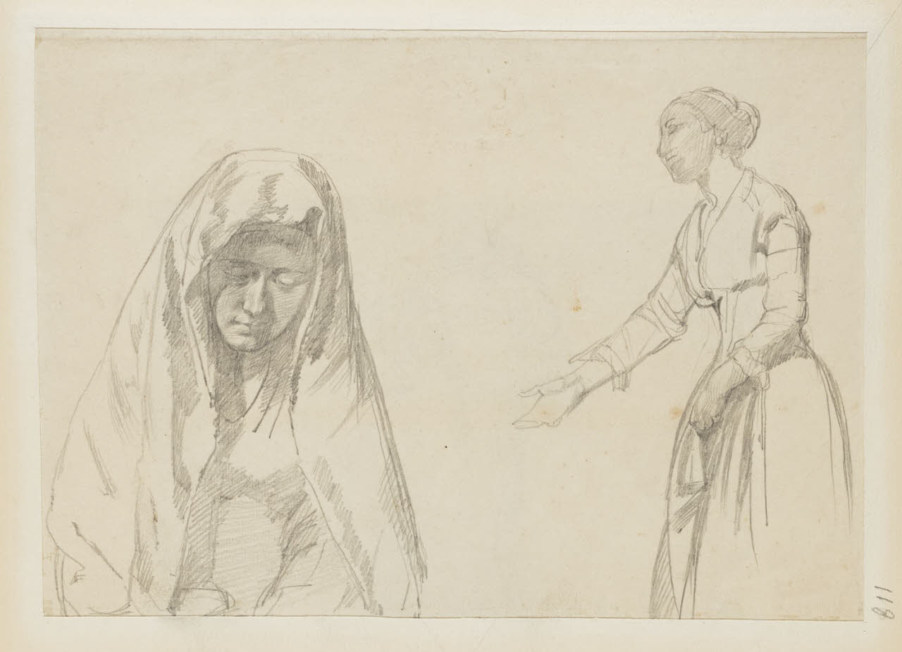 Due figure femminili, Due figure femminili (disegno) di Durini, Alessandro (sec. XIX)