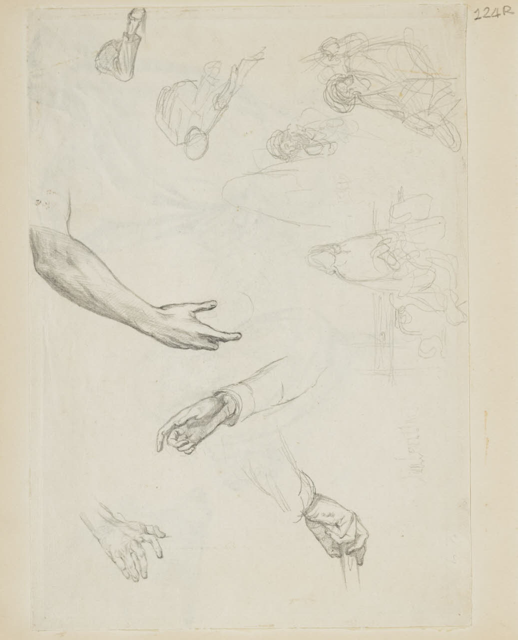 Studio di mani e schizzi di figure, Studio di mani e schizzi di figure (disegno) di Durini, Alessandro (sec. XIX)