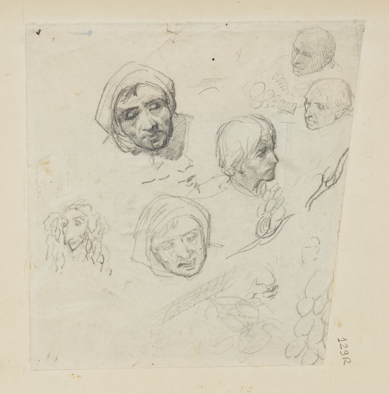 Studio di teste e schizzi, Studio di teste e schizzi (disegno) di Durini, Alessandro (sec. XIX)