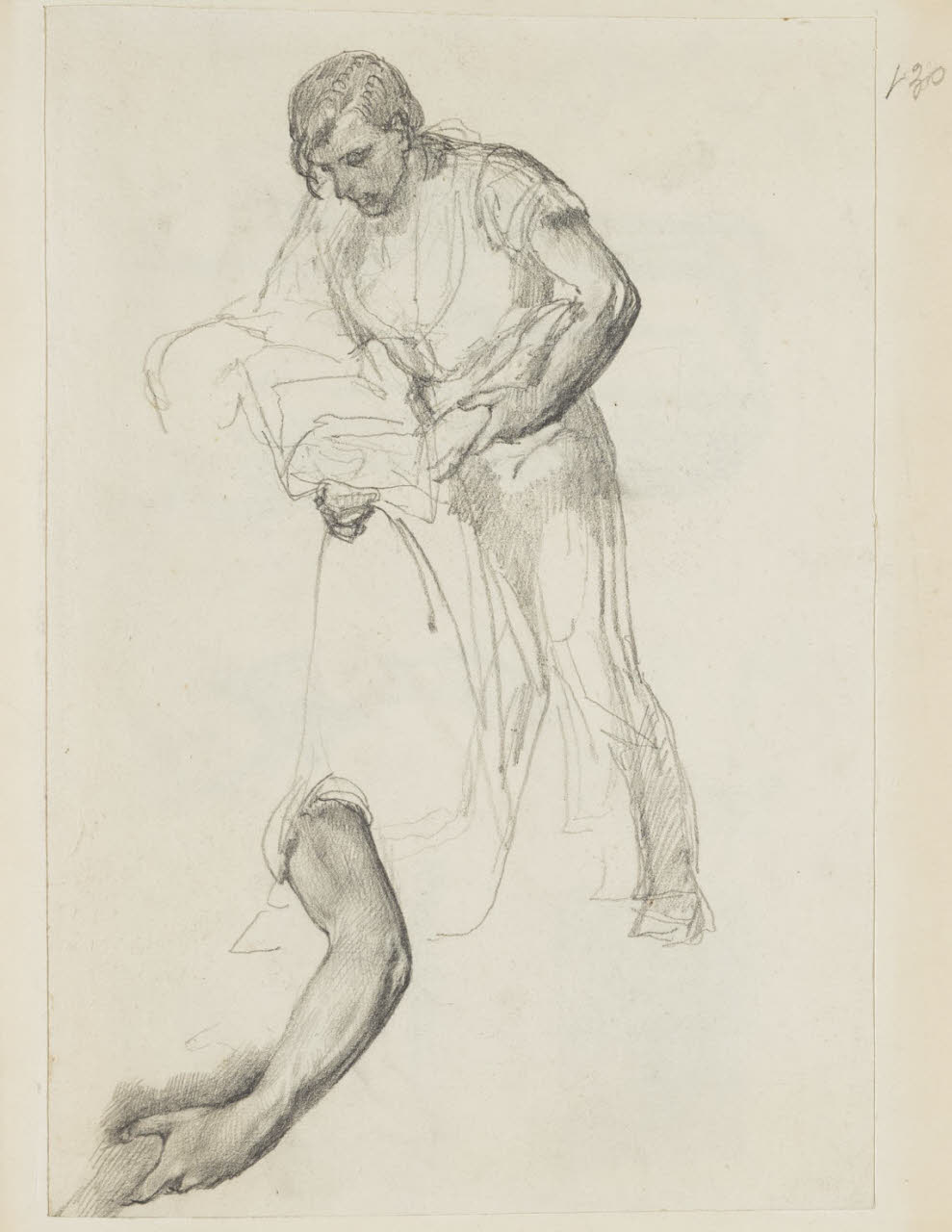 Uomo che sorregge una donna e particolare di braccio, Uomo che sorregge una donna e particolare di braccio (disegno) di Durini, Alessandro (sec. XIX)