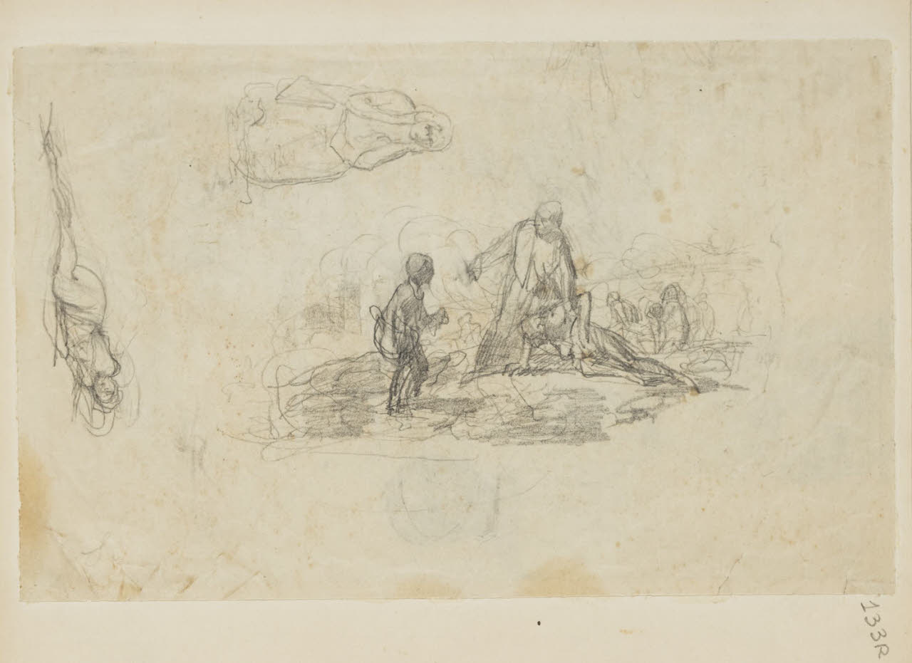 Composizione e due figure femminili, Composizione e due figure femminili (disegno) di Durini, Alessandro (sec. XIX)