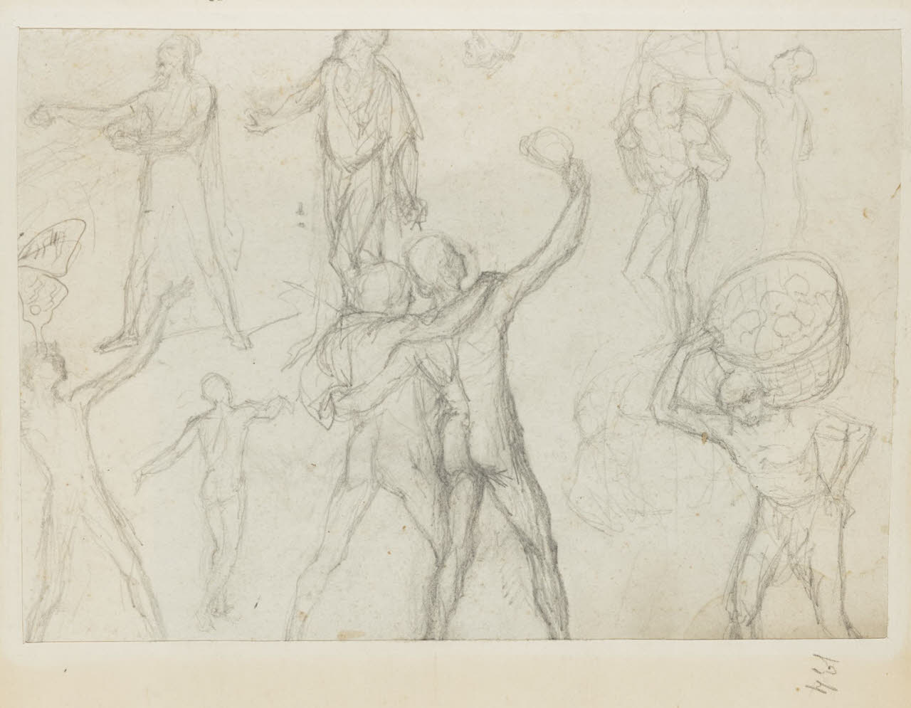 Figure in atteggiamenti vari, Figure in atteggiamenti vari (disegno) di Durini, Alessandro (sec. XIX)