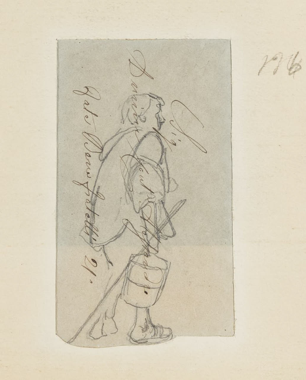 Abbozzo di figura di profilo, Abbozzo di figura di profilo (disegno) di Durini, Alessandro (sec. XIX)