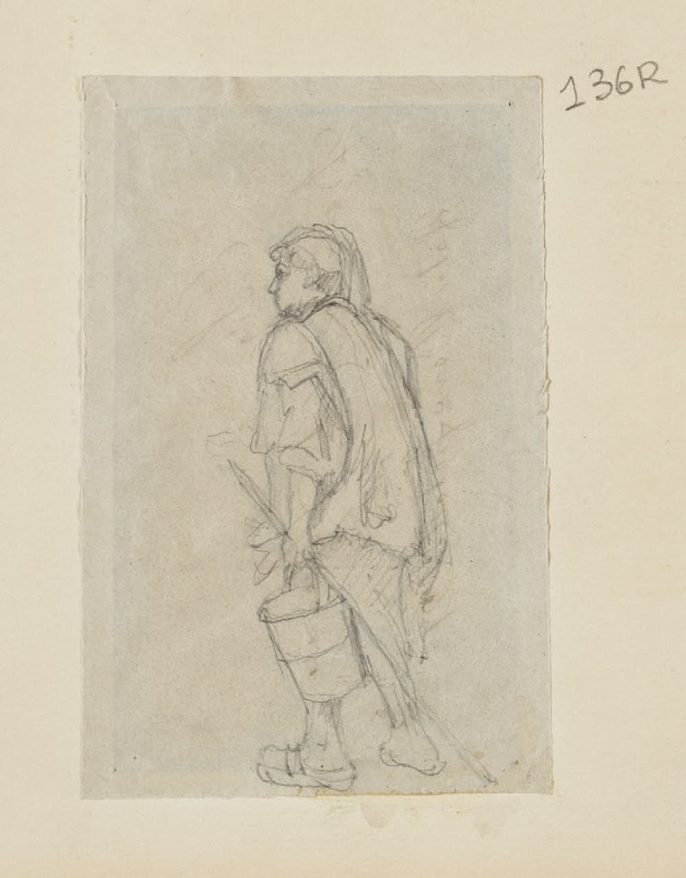 Figura maschile di profilo, Figura maschile di profilo (disegno) di Durini, Alessandro (sec. XIX)