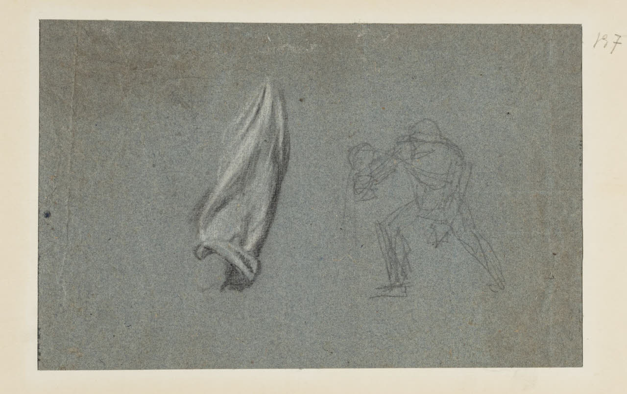 Studio di panneggio e schizzi, Studio di panneggio e schizzi (disegno) di Durini, Alessandro (sec. XIX)