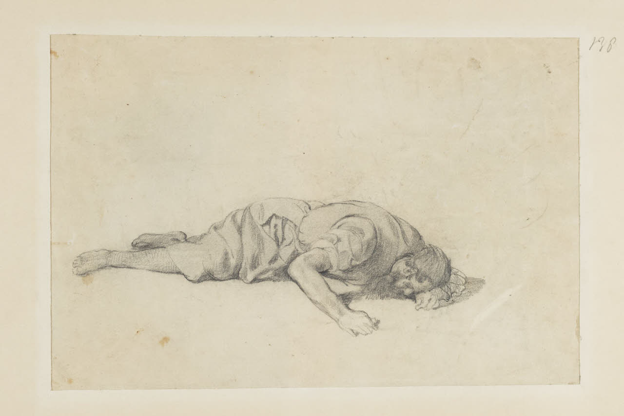 Uomo riverso a terra, Uomo riverso a terra (disegno) di Durini, Alessandro (sec. XIX)