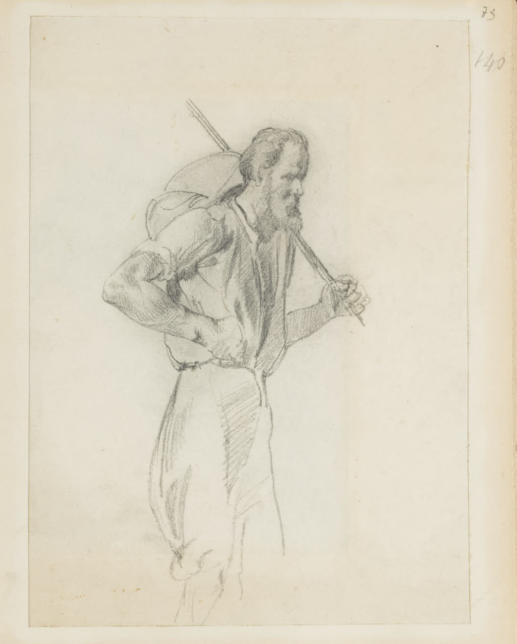 Uomo con fardello sulle spalle, Uomo con fardello sulle spalle (disegno) di Durini, Alessandro (sec. XIX)