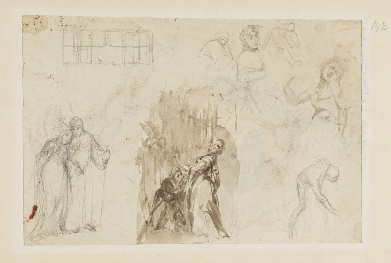 Studio per composizione e schizzi vari, Studio per composizione e schizzi vari (disegno) di Durini, Alessandro (sec. XIX)