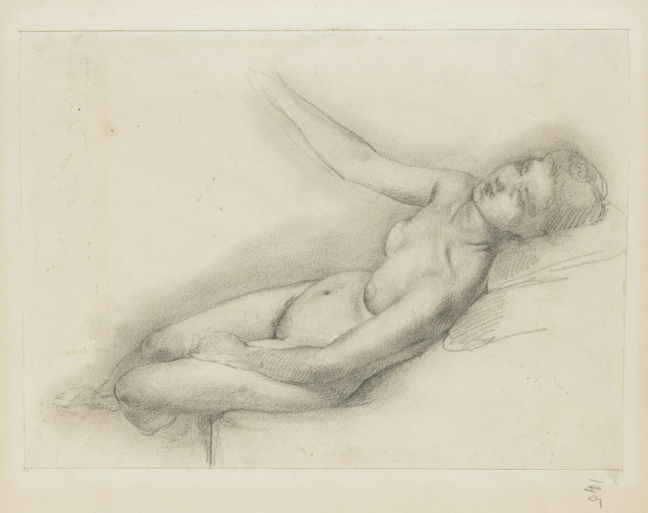 Nudo femminile sdraiato, Nudo femminile sdraiato (disegno) di Durini, Alessandro (sec. XIX)