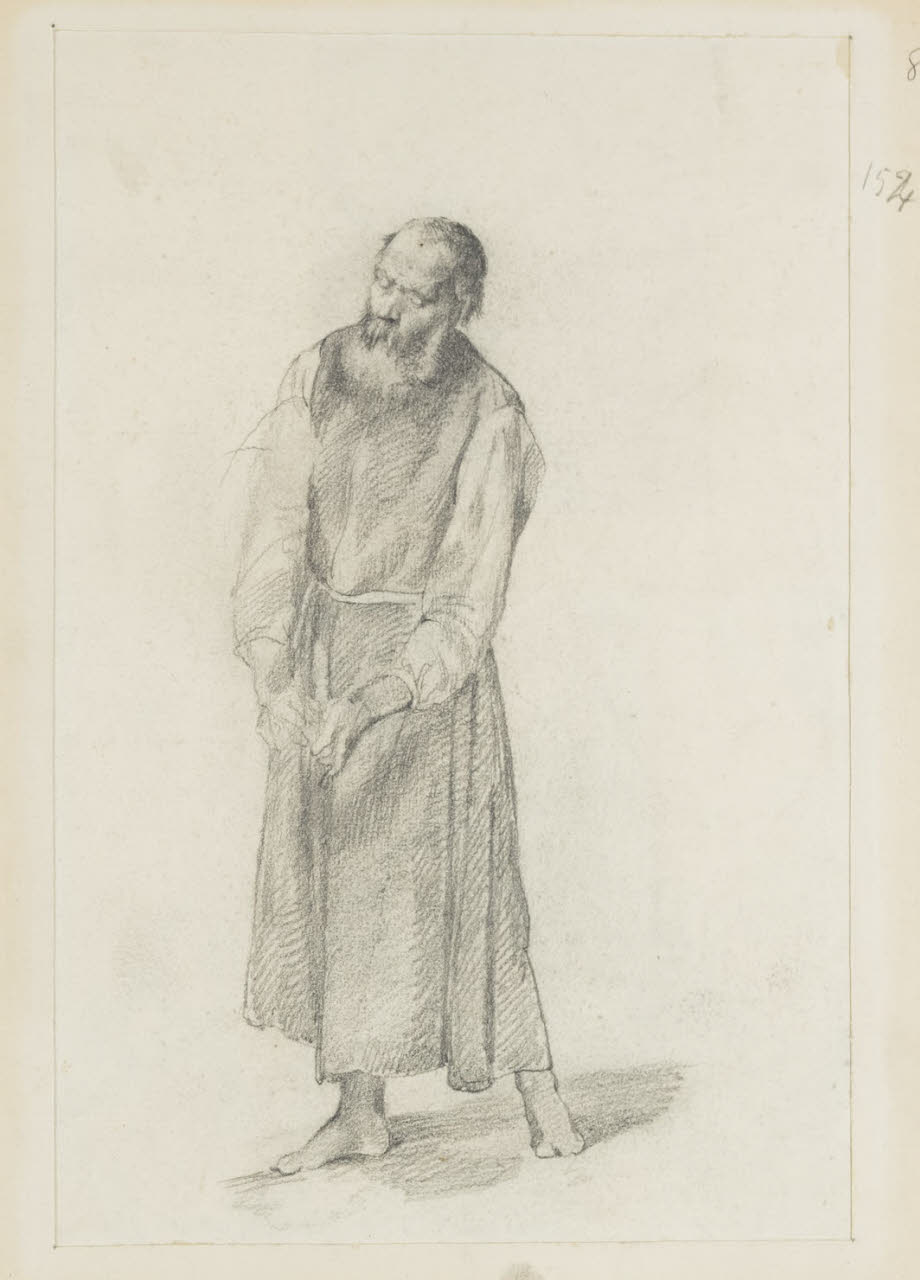 Studio di figura maschile stante, Studio di figura maschile stante (disegno) di Durini, Alessandro (sec. XIX)