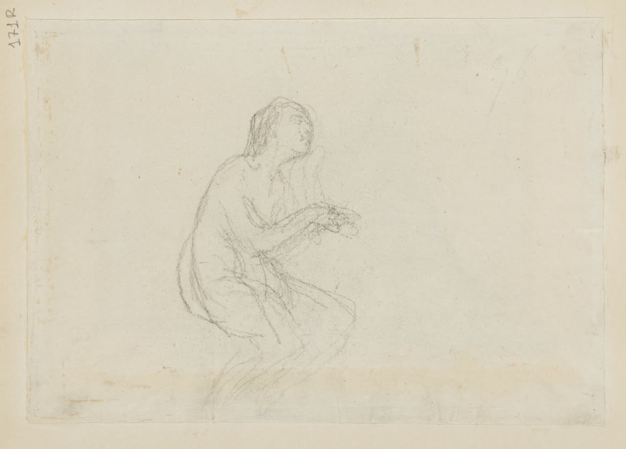 Studio di figura femminile, Studio di figura femminile (disegno) di Durini, Alessandro (sec. XIX)