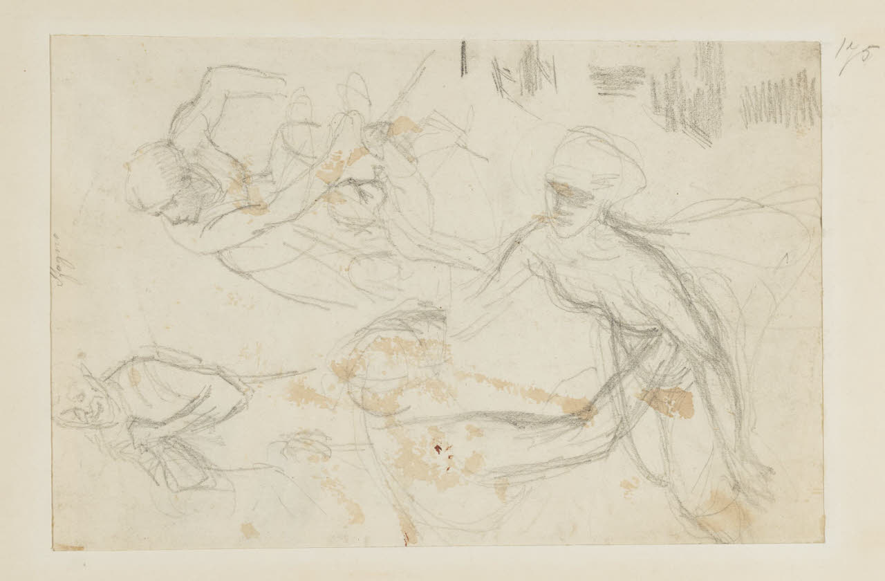 Studi di figure in vari atteggiamenti, Studi di figure in vari atteggiamenti (disegno) di Durini, Alessandro (sec. XIX)