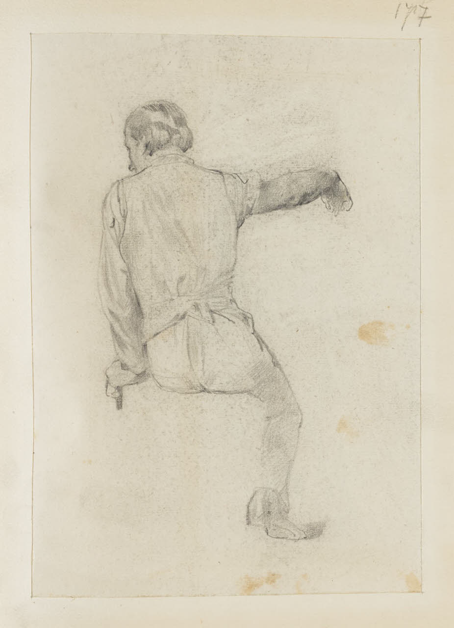 Figura maschile di spalle, Figura maschile di spalle (disegno) di Durini, Alessandro (sec. XIX)