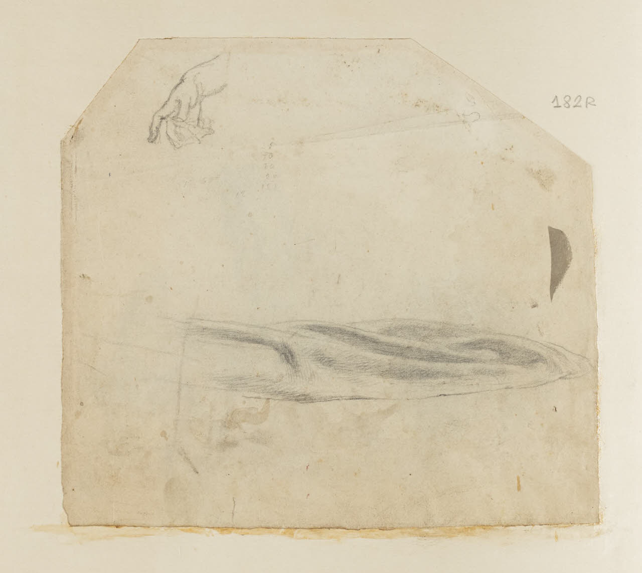 Studio di panneggio e mano, Studio di panneggio e mano (disegno) di Durini, Alessandro (sec. XIX)