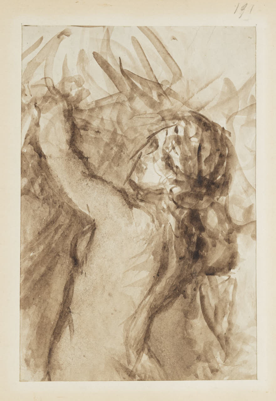 Nudo femminile di spalle, Nudo femminile di spalle (disegno) di Durini, Alessandro (sec. XIX)