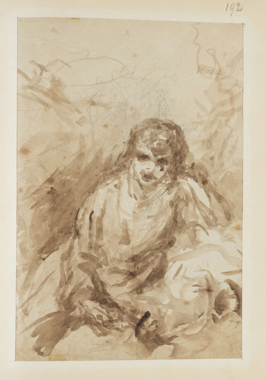 Figura a mezzo busto, Figura a mezzo busto (disegno) di Durini, Alessandro (sec. XIX)