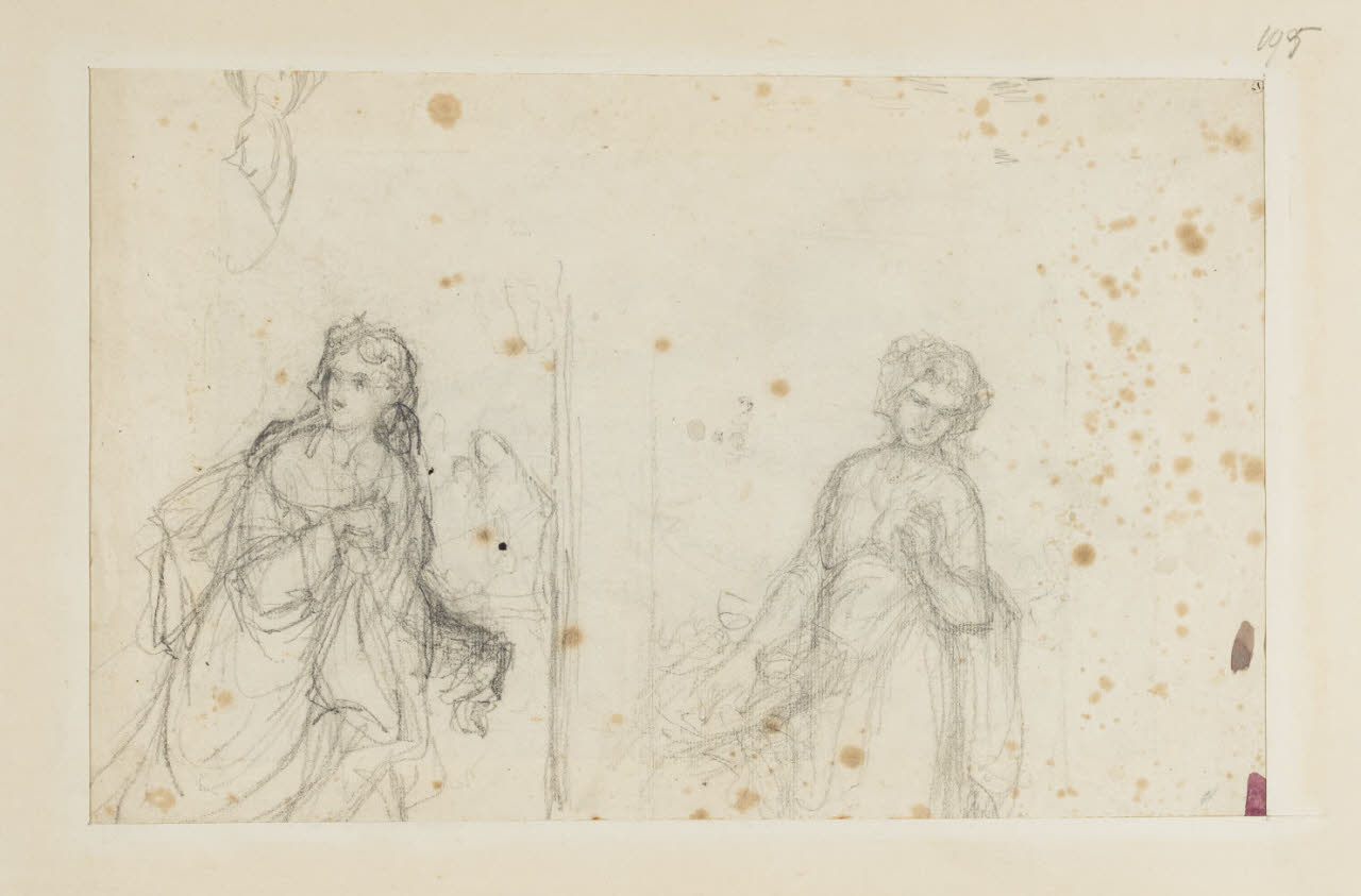 Due figure femminili, Due figure femminili (disegno) di Durini, Alessandro (sec. XIX)