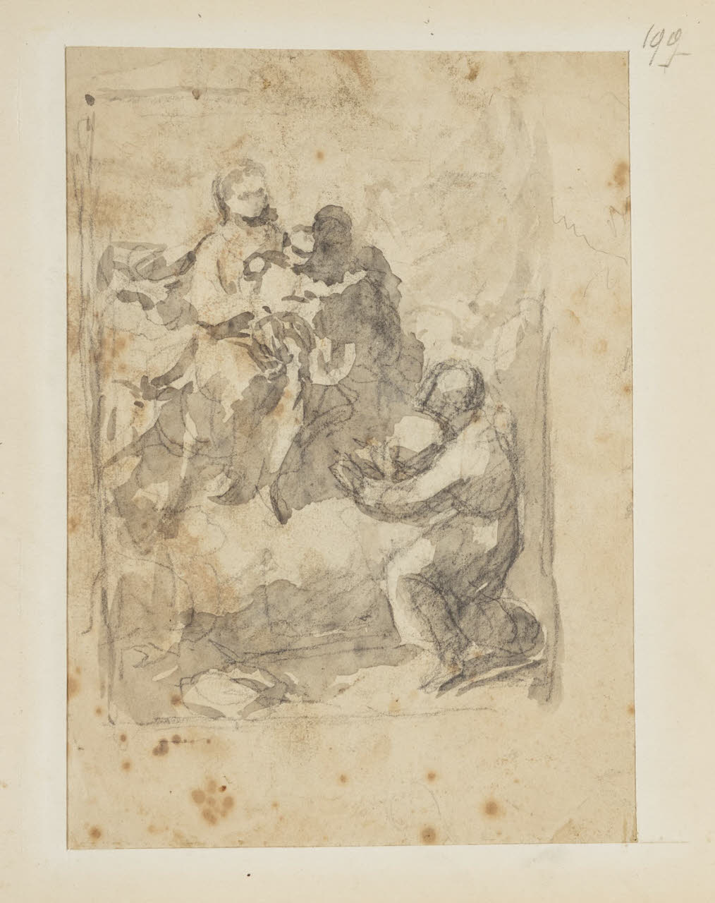 Studio per scena sacra, Studio per scena sacra (disegno) di Durini, Alessandro (sec. XIX)