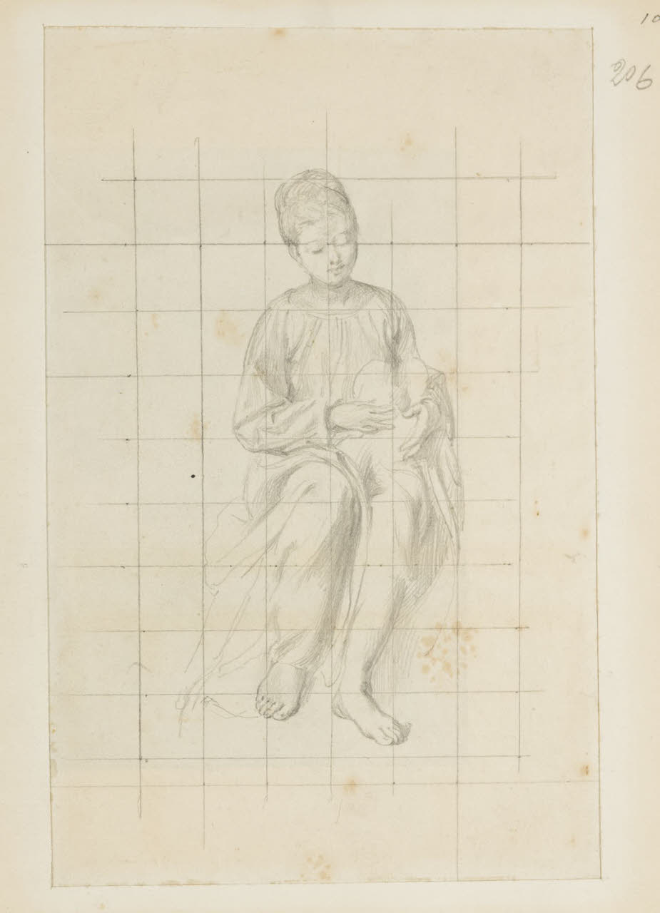 Studio di donna seduta, Studio di donna seduta (disegno) di Durini, Alessandro (sec. XIX)