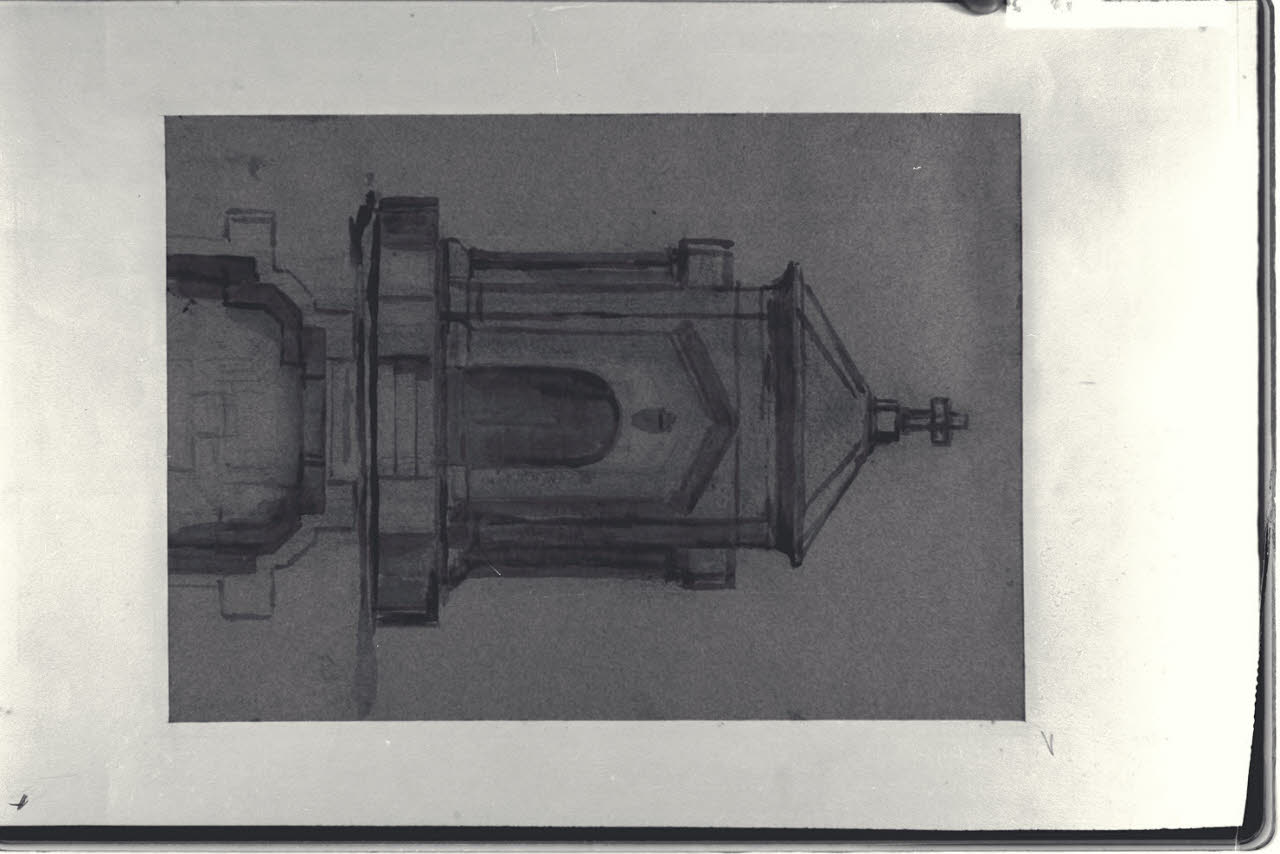 Prospetto e pianta di una chiesa (disegno) di Durini, Alessandro (sec. XIX)